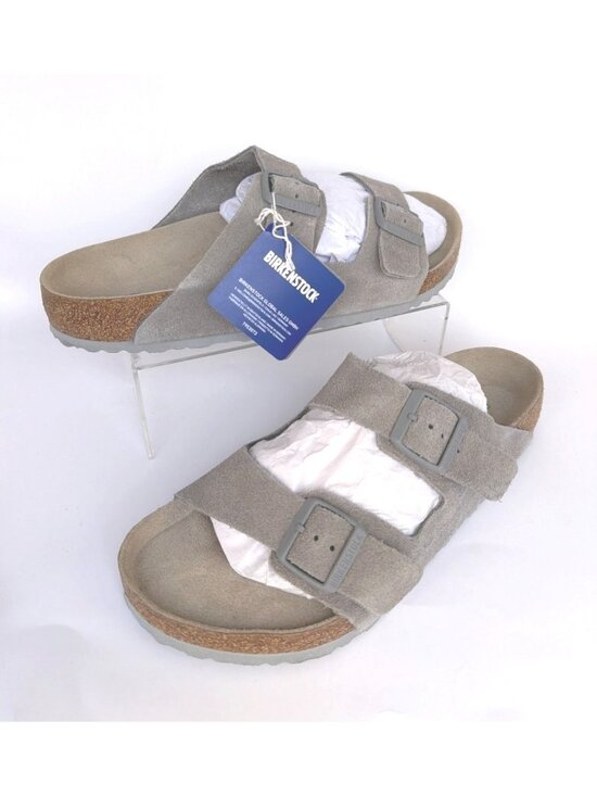 Birkenstock Other - Birkenstock Arizona Suede Unisex Sandals Stone Coin Gray Men Size 45